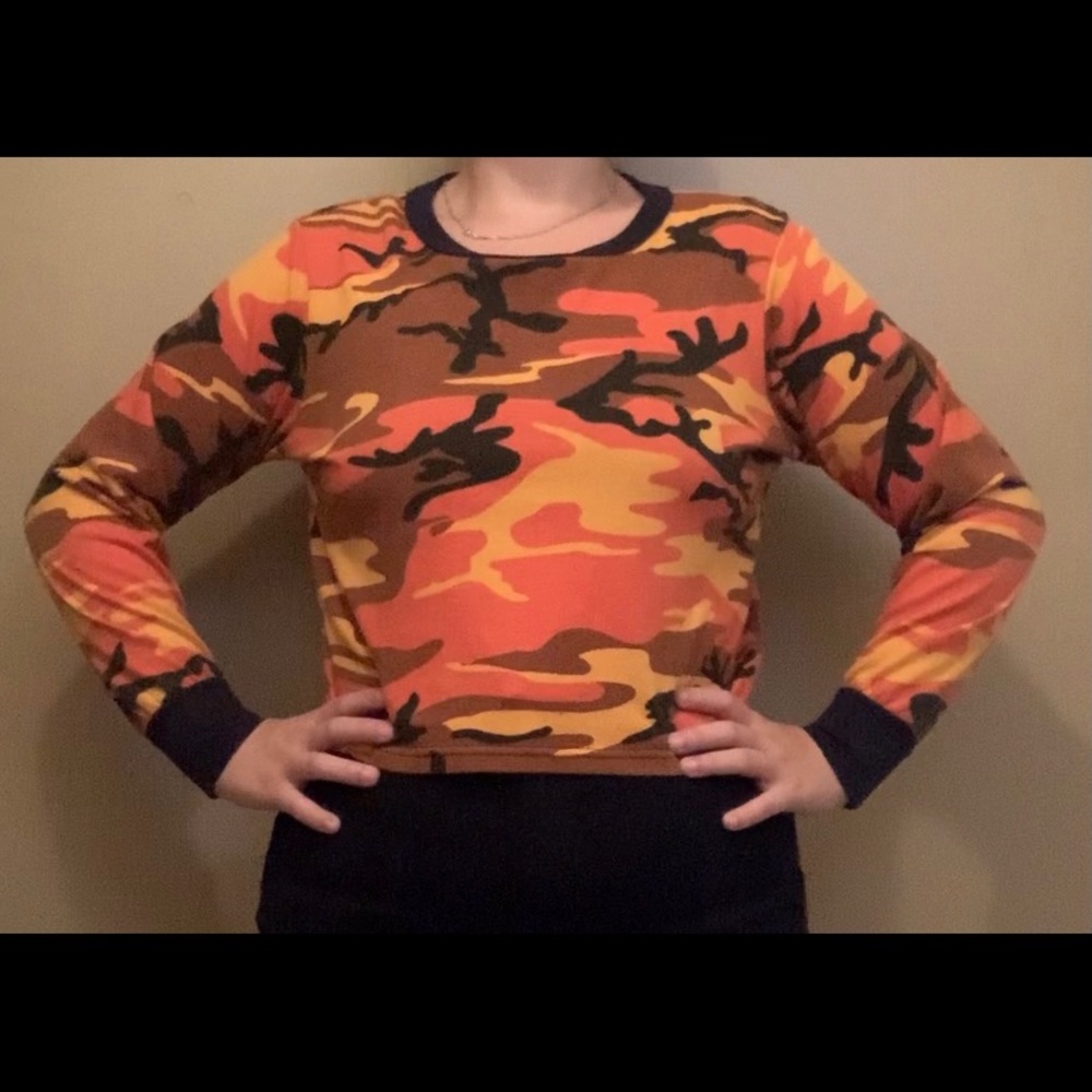 Orange Camo Cropped Top